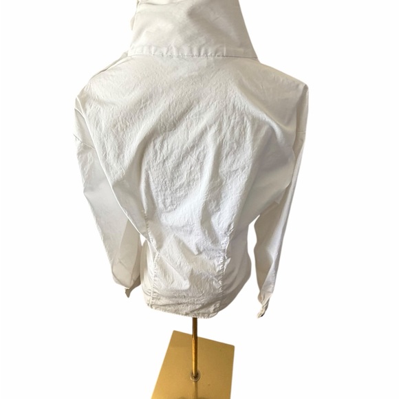 Veronica Beard White Cotton Mock Neck Fauri Button-Trim Long Sleeve Top Sz 8 - Picture 4 of 10
